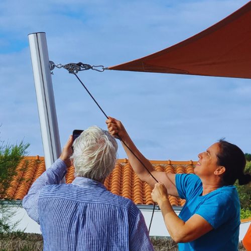 Installation Voile d'ombrage Noirmoutier- GreenGardens paysagiste Noirmoutier